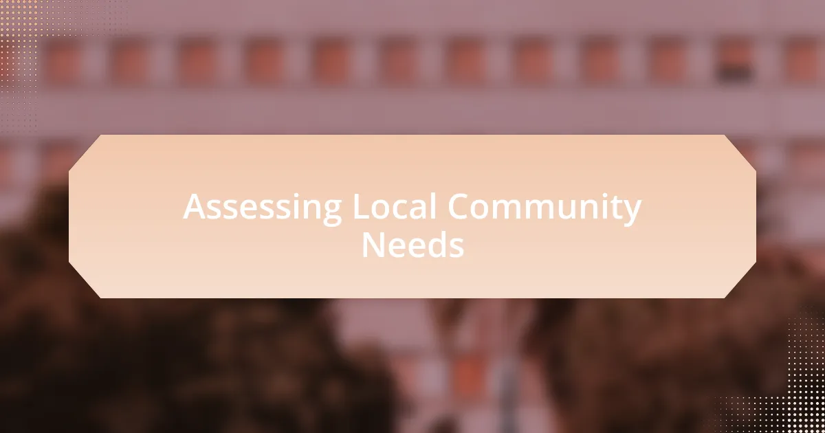 Assessing Local Community Needs