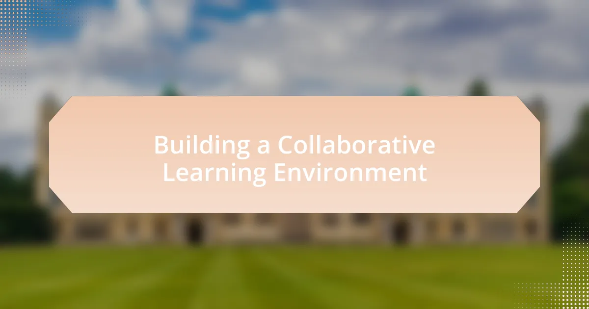 Building a Collaborative Learning Environment