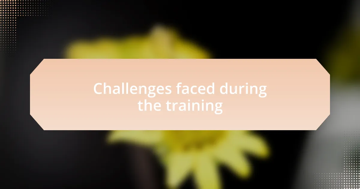Challenges faced during the training