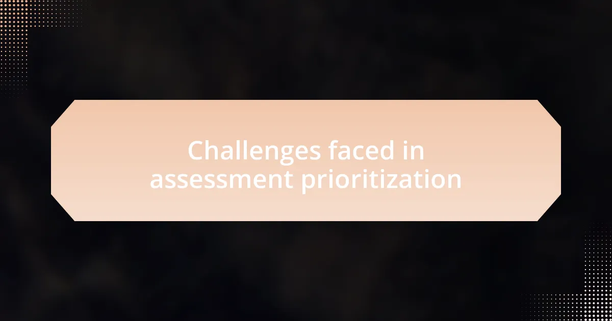 Challenges faced in assessment prioritization