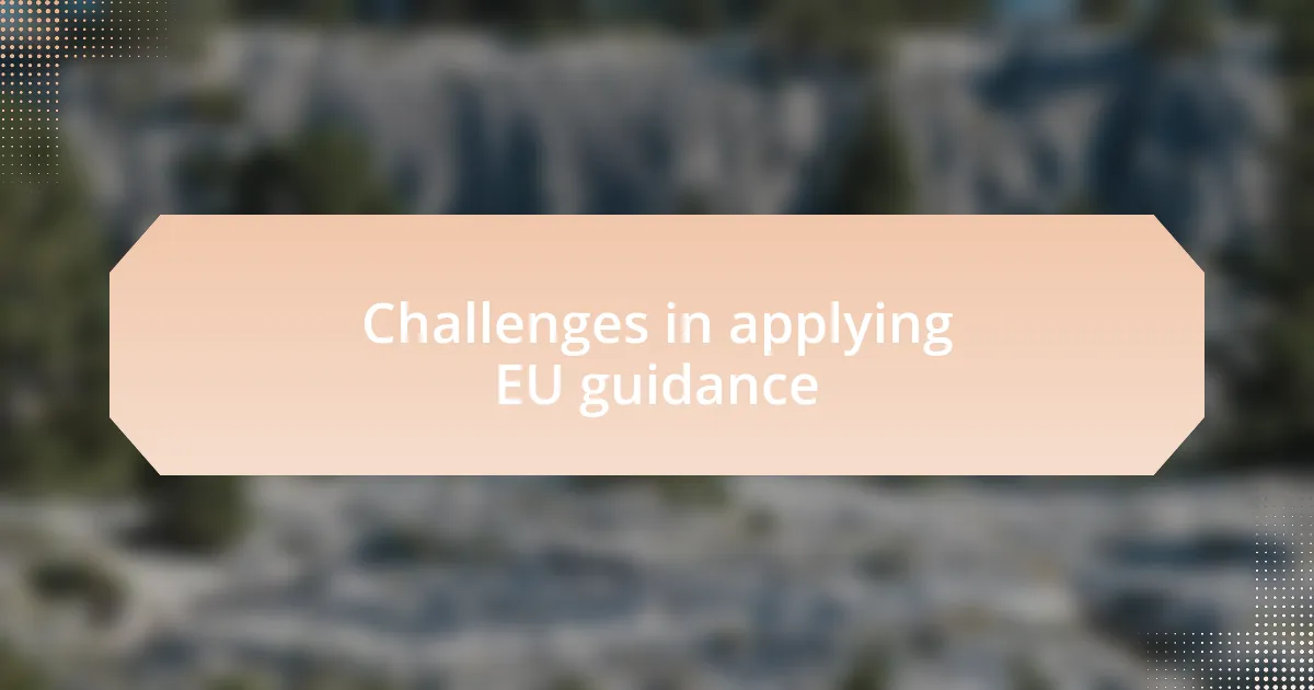 Challenges in applying EU guidance