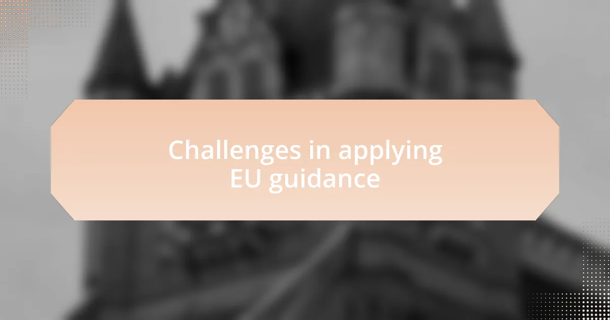 Challenges in applying EU guidance