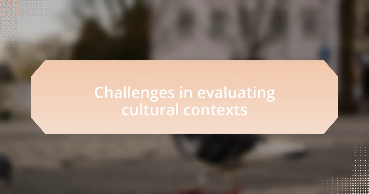 Challenges in evaluating cultural contexts