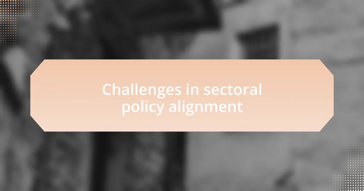 Challenges in sectoral policy alignment