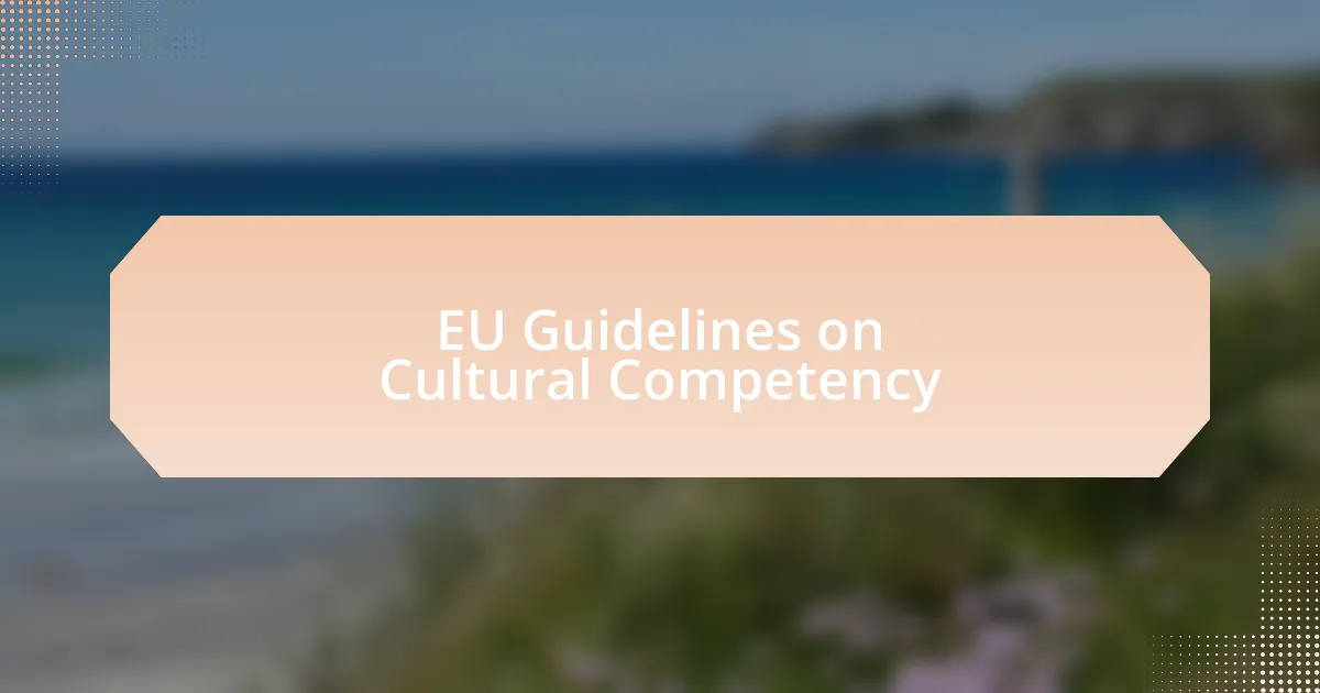 EU Guidelines on Cultural Competency