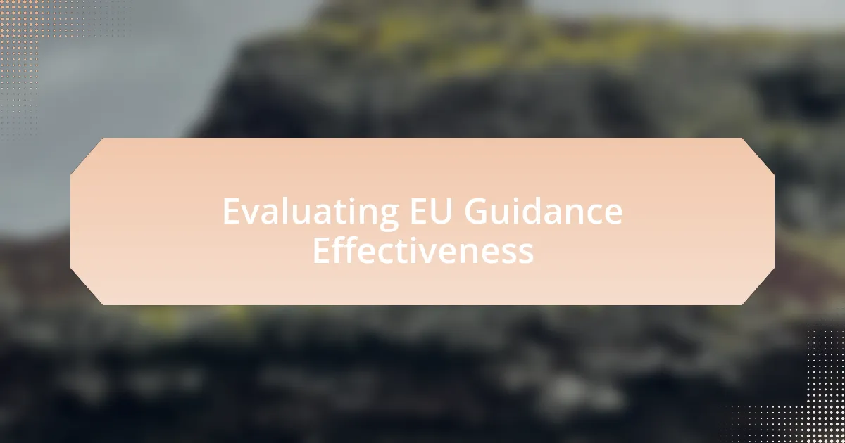 Evaluating EU Guidance Effectiveness