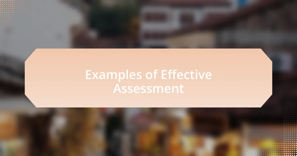 Examples of Effective Assessment