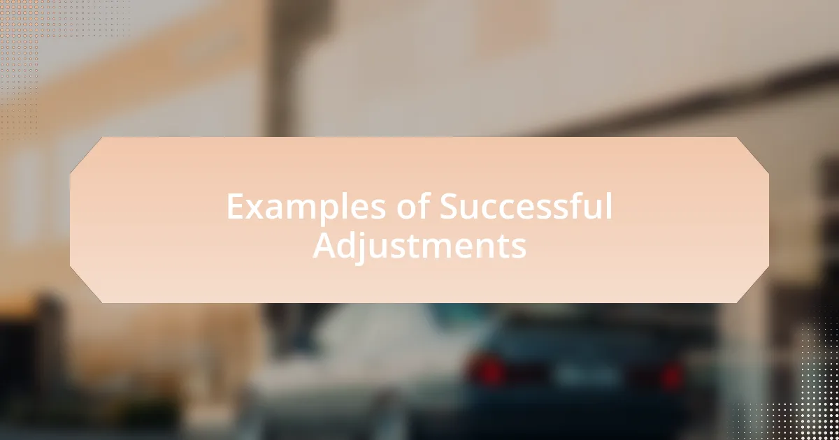 Examples of Successful Adjustments
