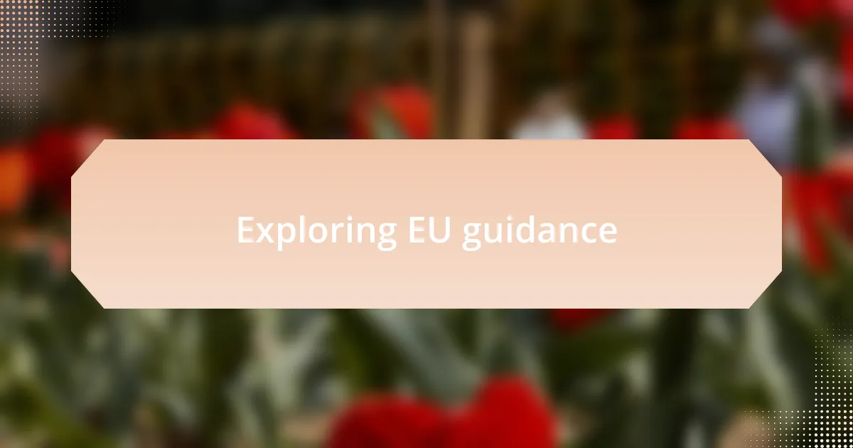Exploring EU guidance