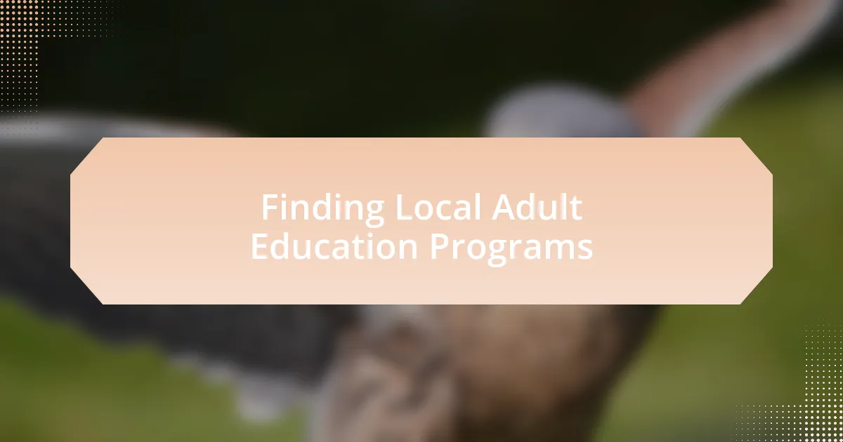 Finding Local Adult Education Programs