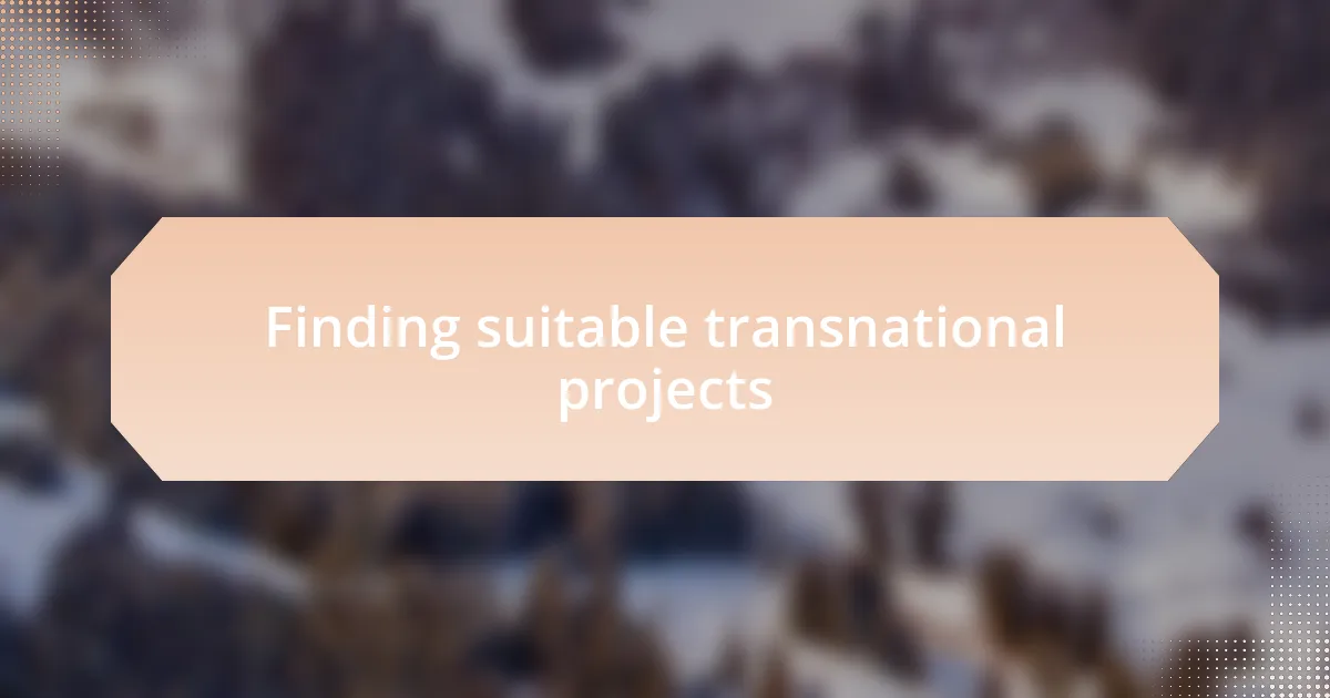 Finding suitable transnational projects
