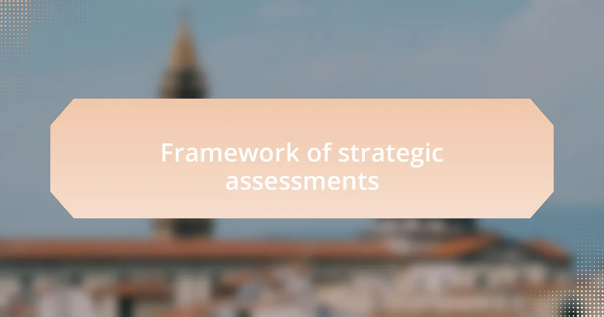 Framework of strategic assessments