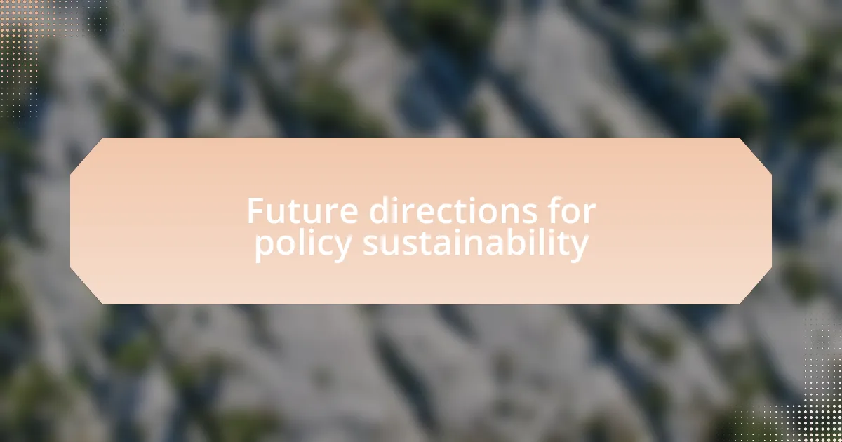Future directions for policy sustainability