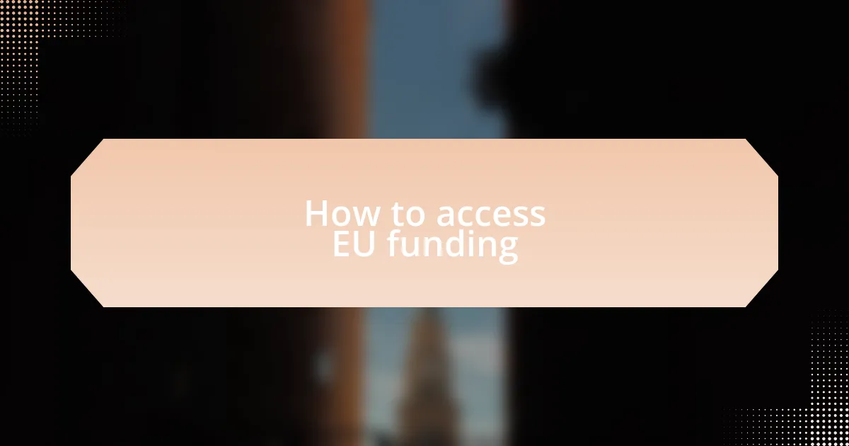 How to access EU funding
