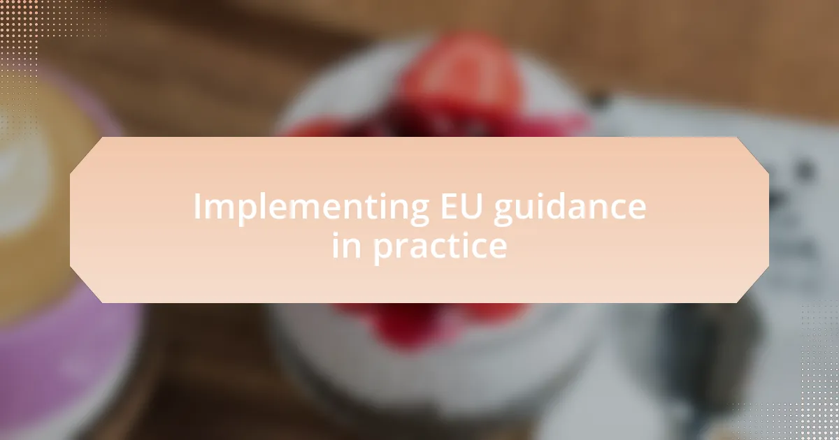 Implementing EU guidance in practice