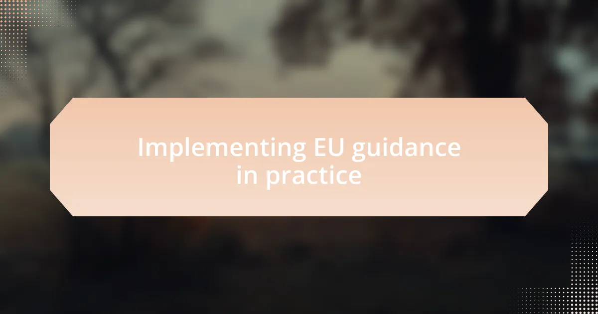 Implementing EU guidance in practice