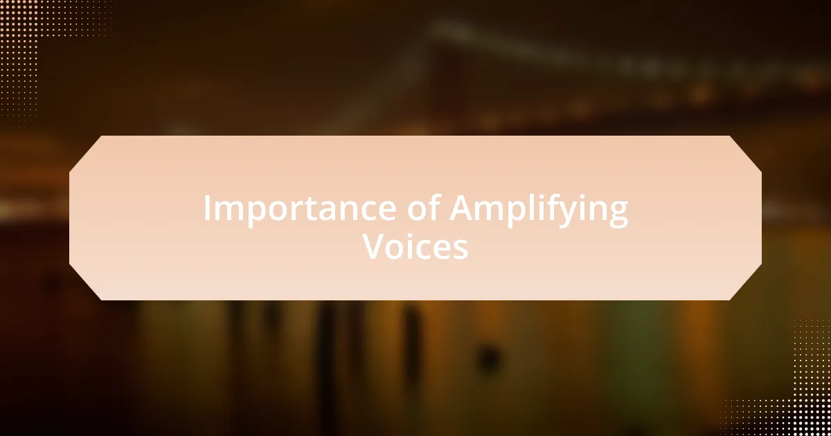 Importance of Amplifying Voices