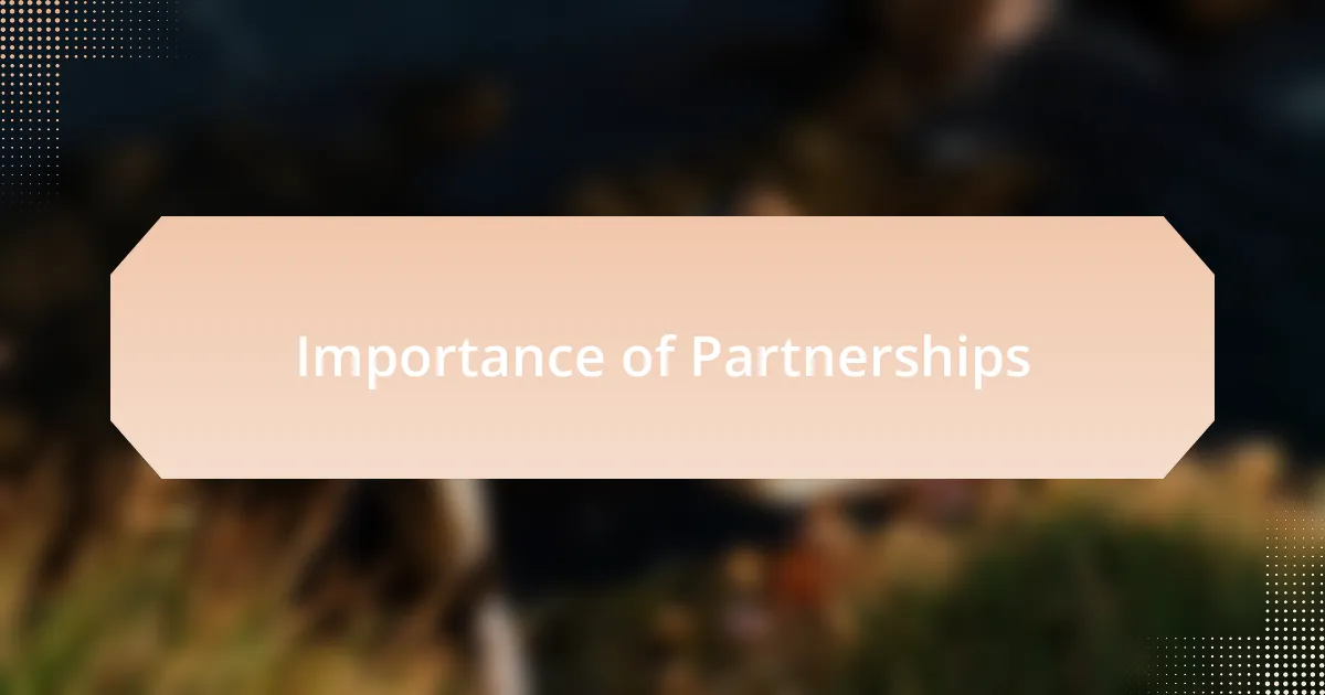 Importance of Partnerships