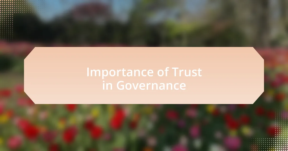 Importance of Trust in Governance