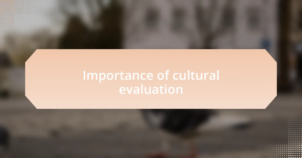Importance of cultural evaluation