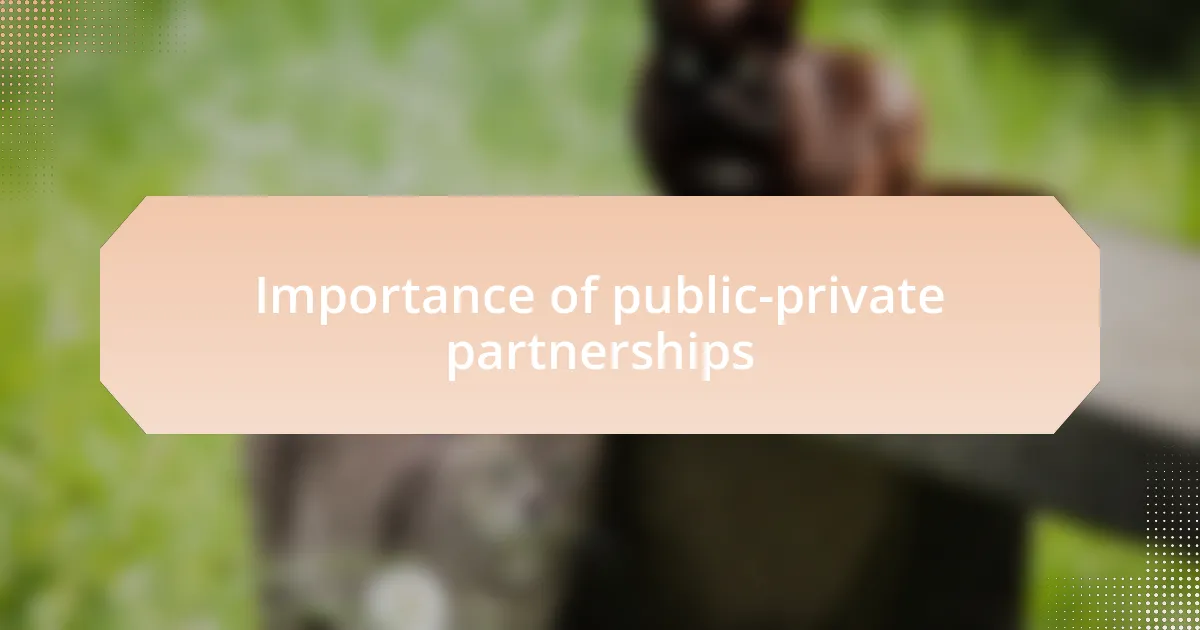 Importance of public-private partnerships