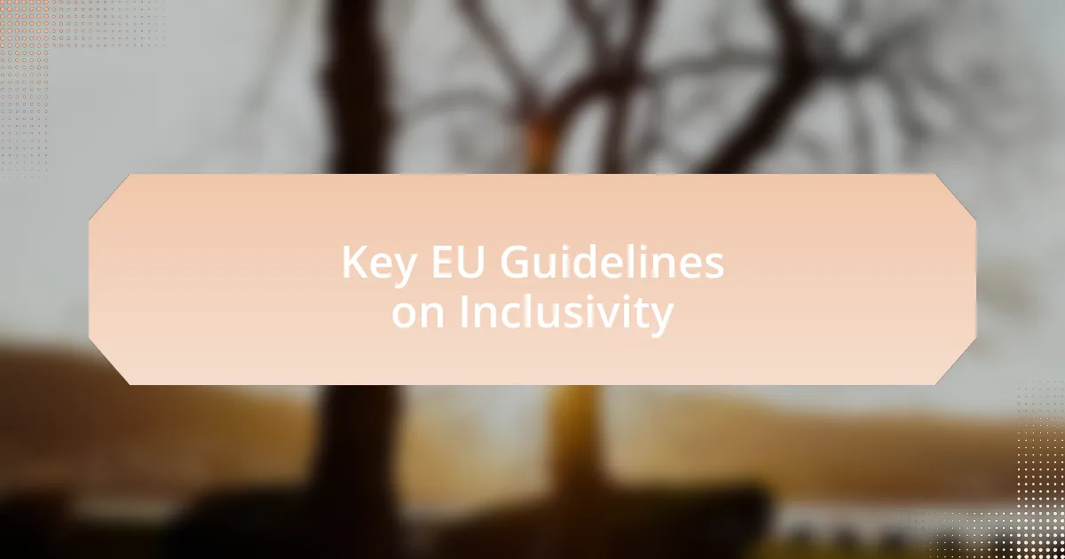 Key EU Guidelines on Inclusivity