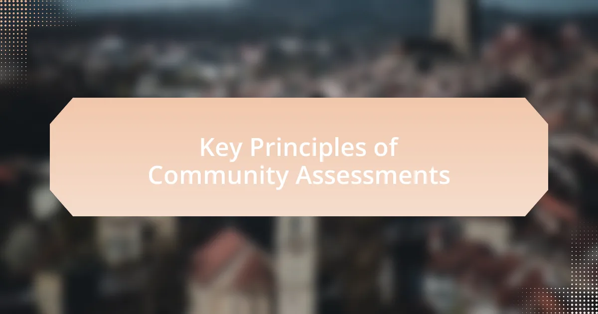 Key Principles of Community Assessments