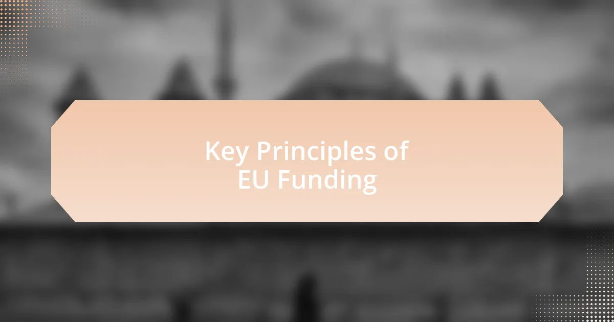 Key Principles of EU Funding