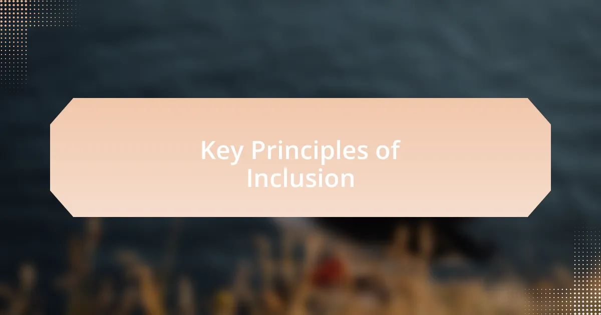 Key Principles of Inclusion