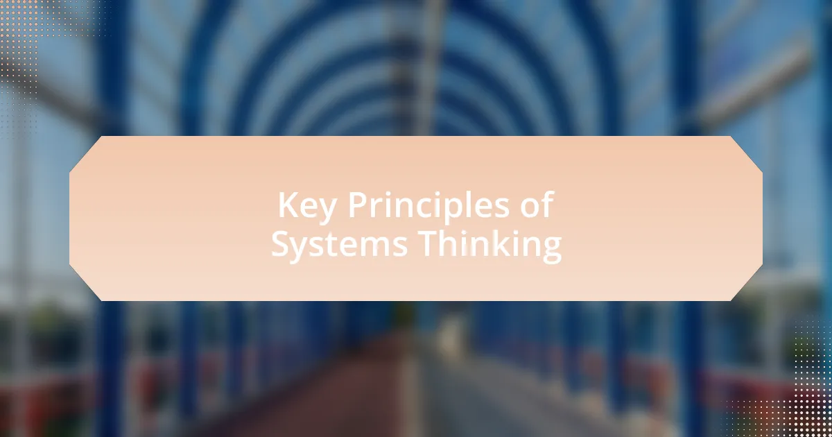 Key Principles of Systems Thinking