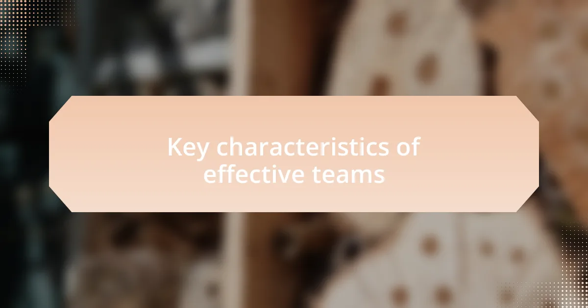 Key characteristics of effective teams