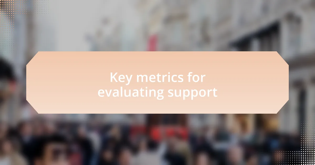 Key metrics for evaluating support
