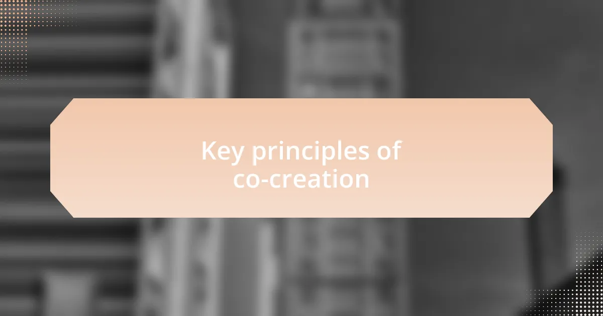 Key principles of co-creation