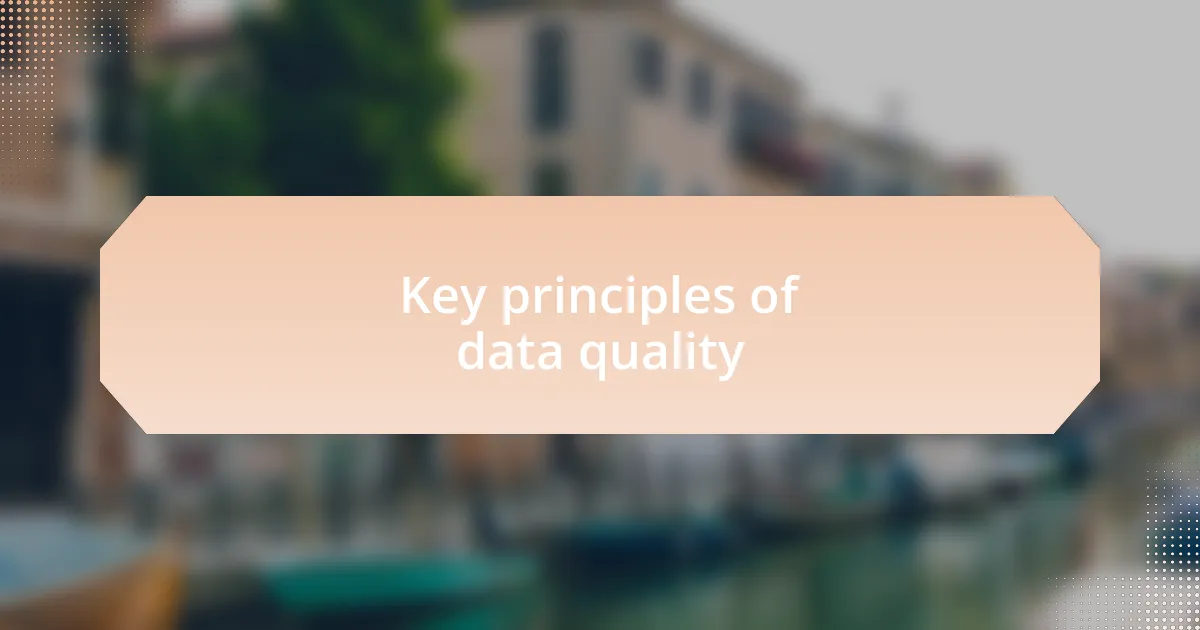 Key principles of data quality
