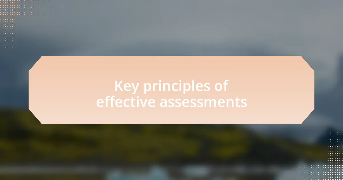 Key principles of effective assessments