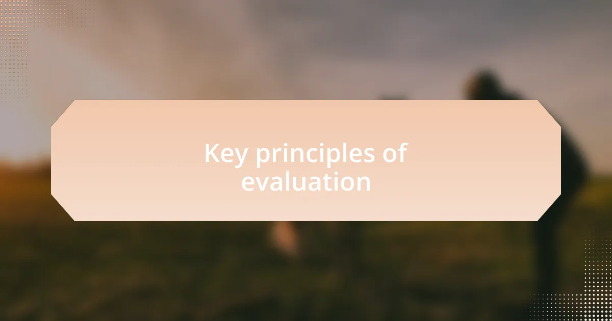 Key principles of evaluation