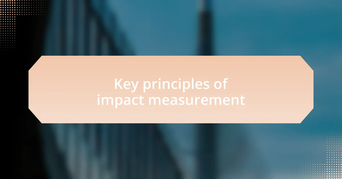 Key principles of impact measurement