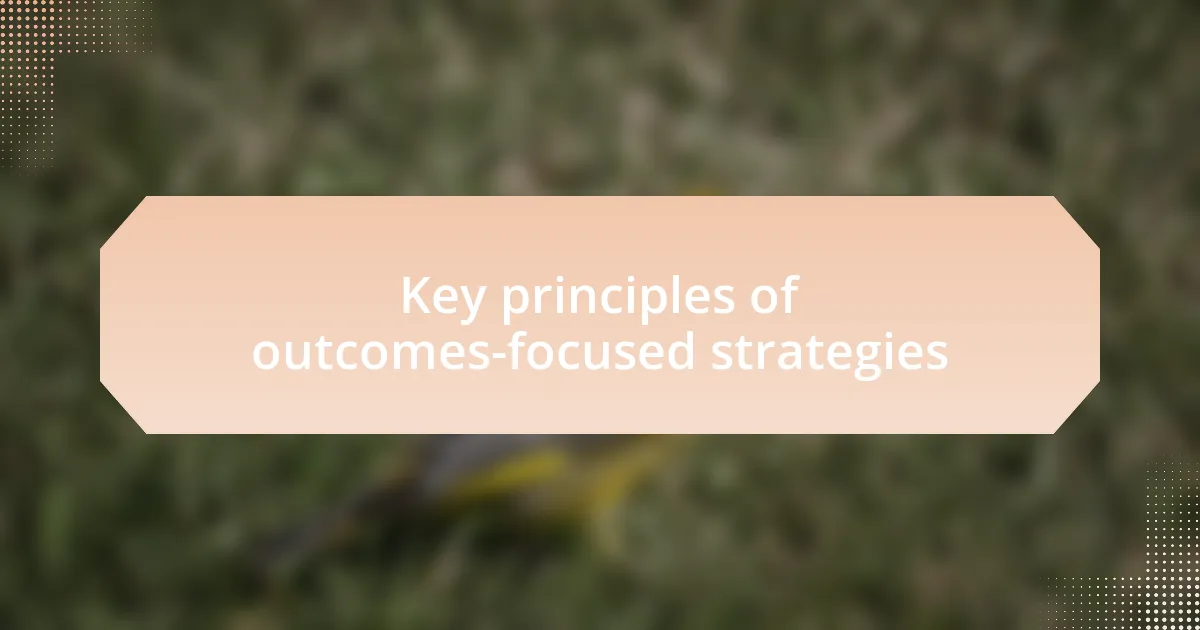 Key principles of outcomes-focused strategies