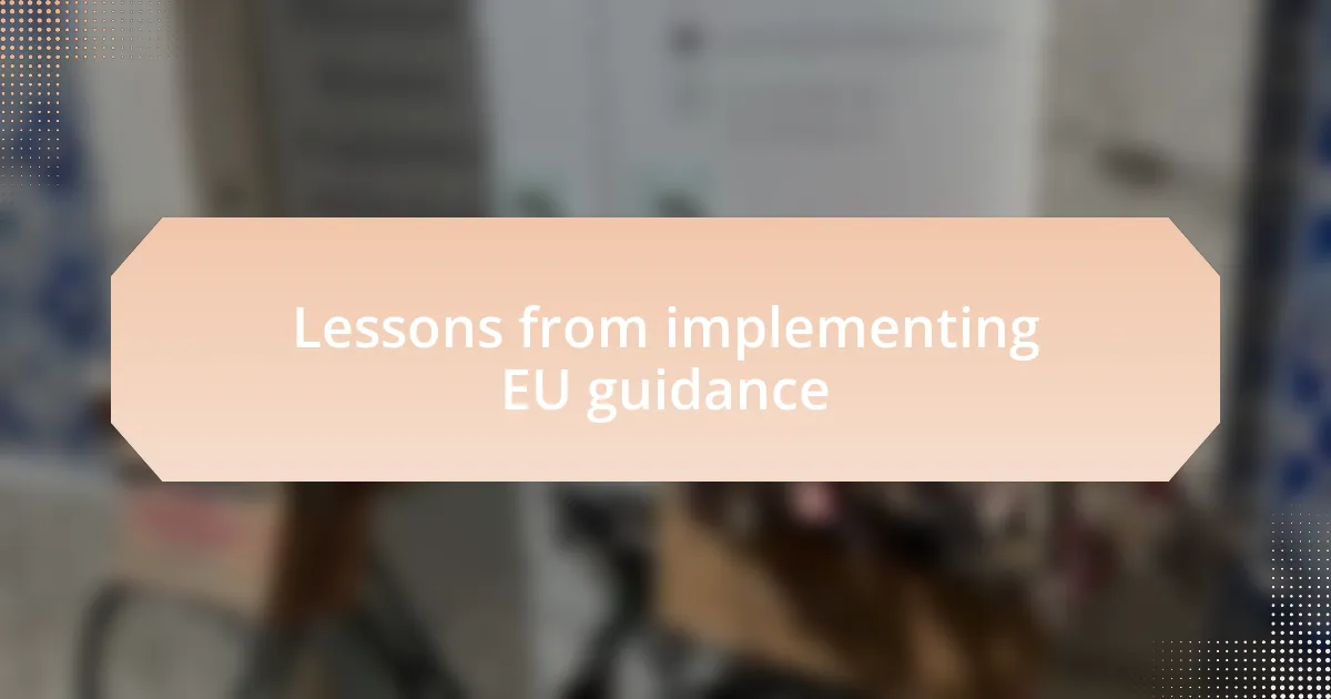 Lessons from implementing EU guidance