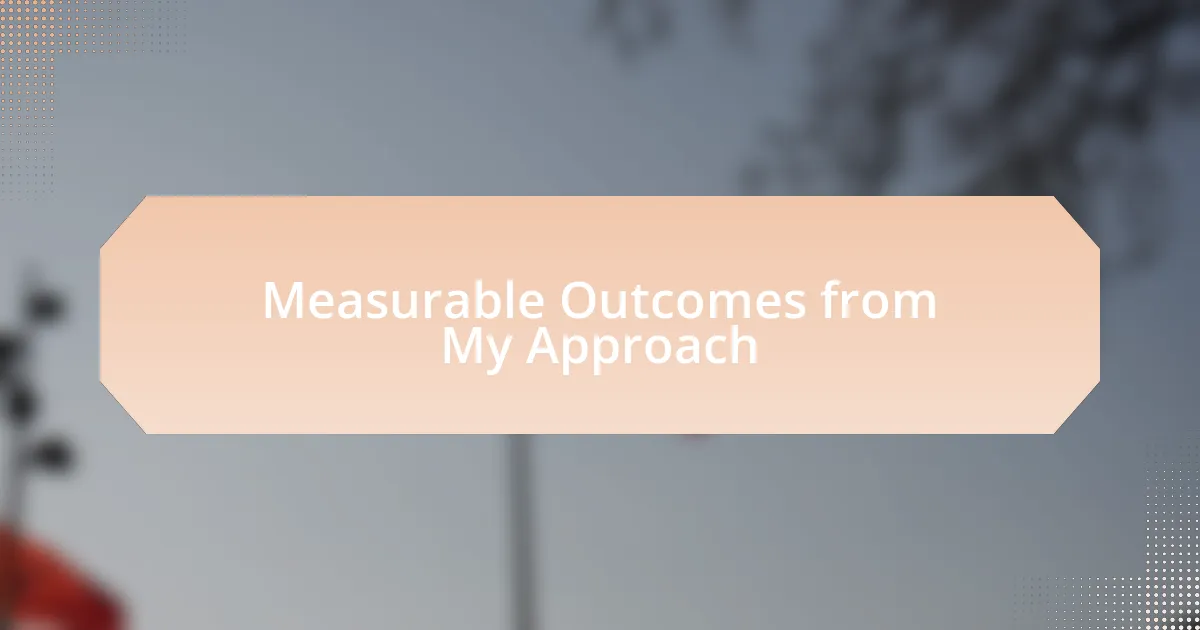 Measurable Outcomes from My Approach