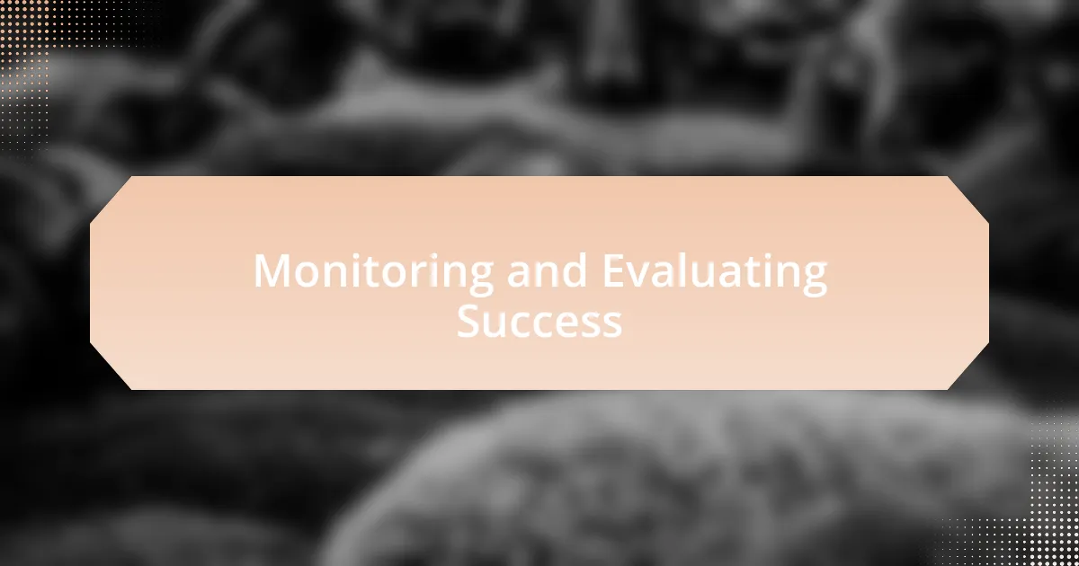 Monitoring and Evaluating Success