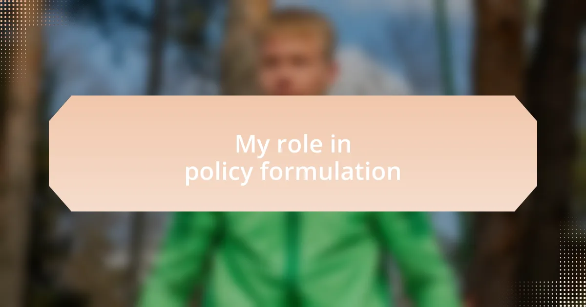 My role in policy formulation