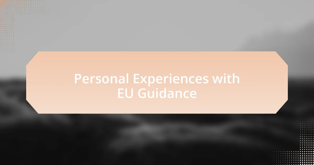 Personal Experiences with EU Guidance
