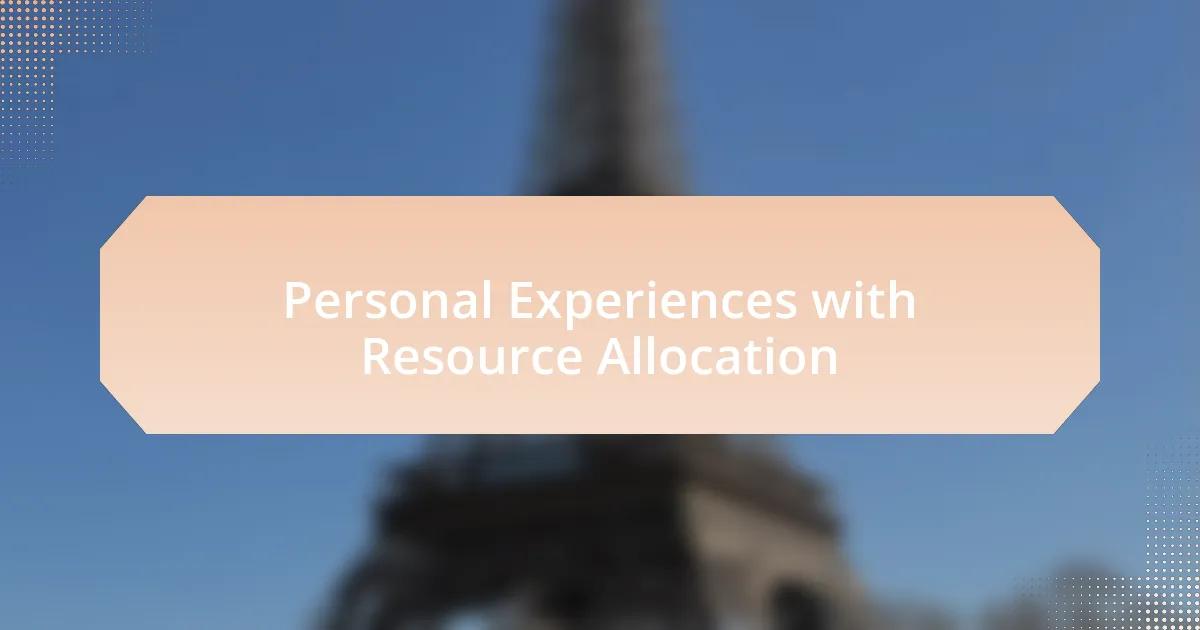 Personal Experiences with Resource Allocation