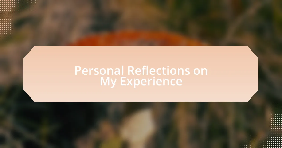 Personal Reflections on My Experience