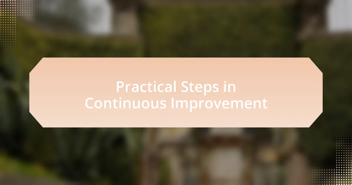 Practical Steps in Continuous Improvement