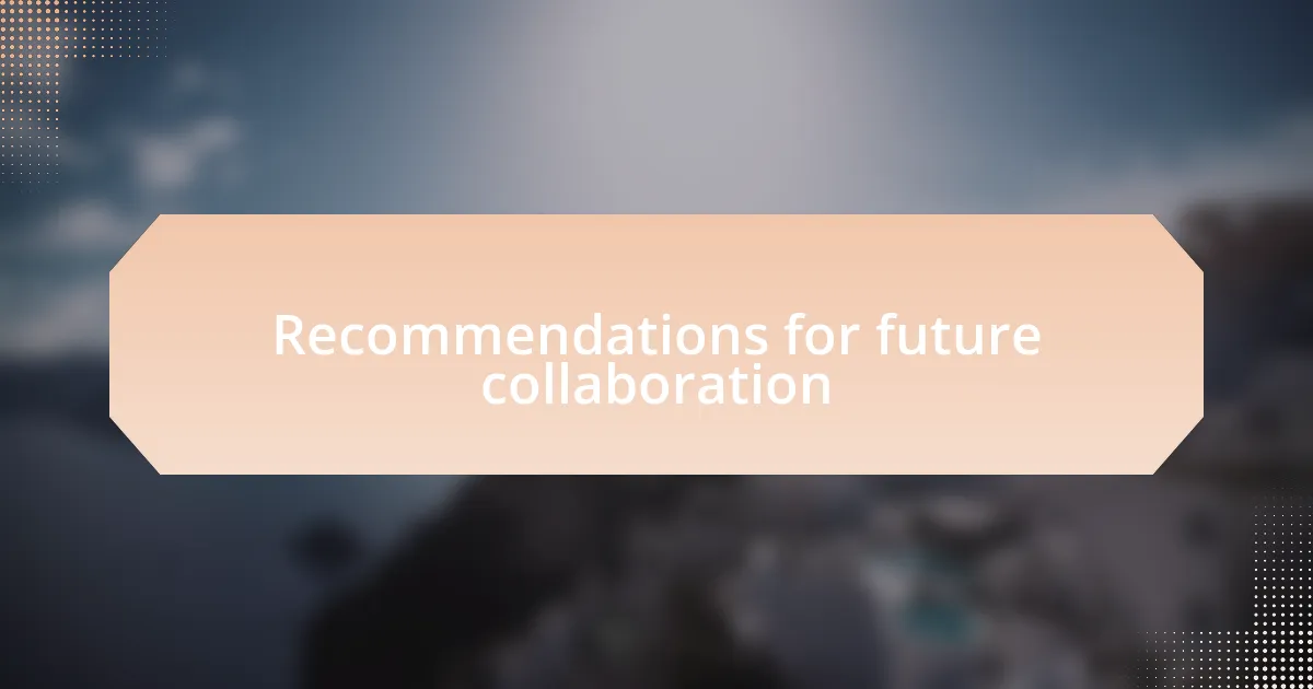 Recommendations for future collaboration