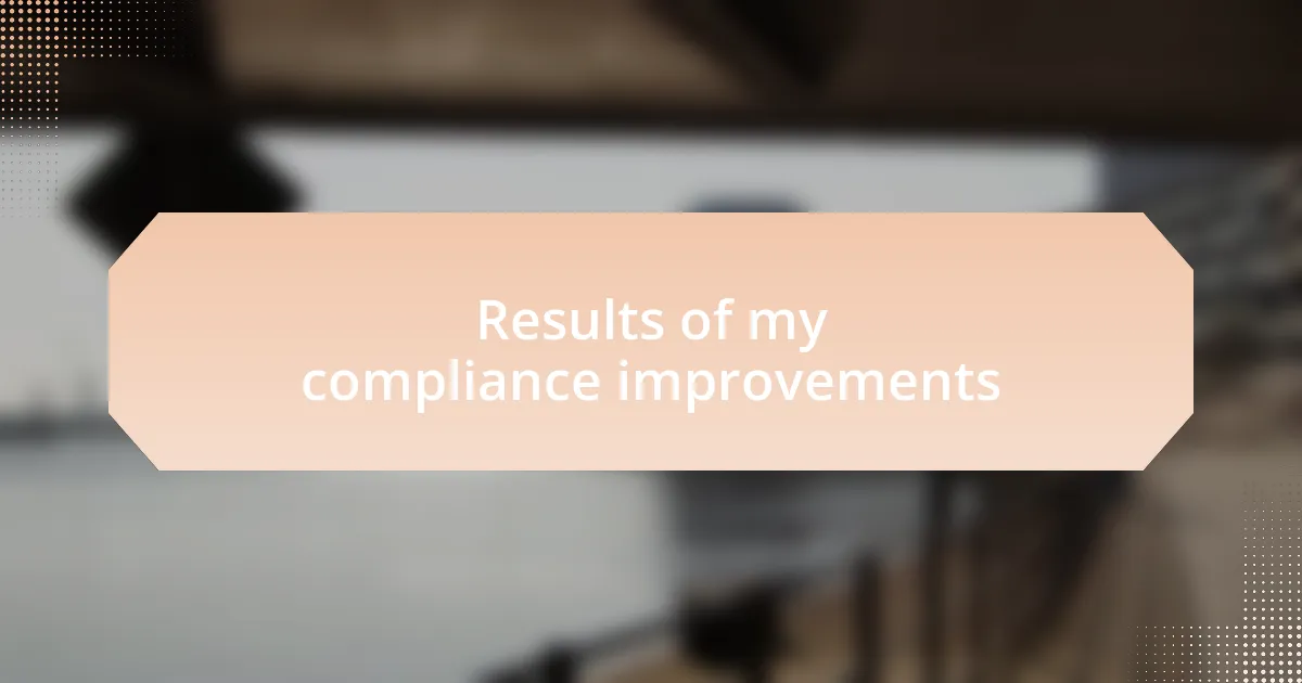 Results of my compliance improvements