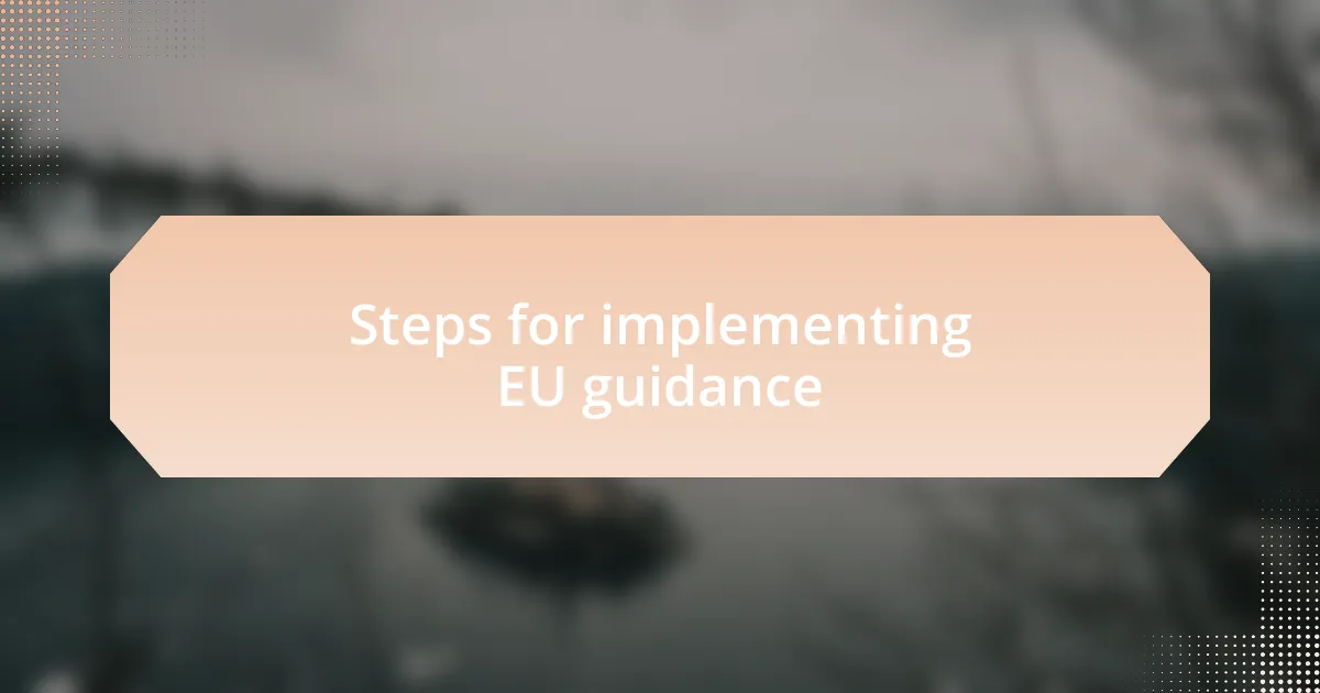 Steps for implementing EU guidance