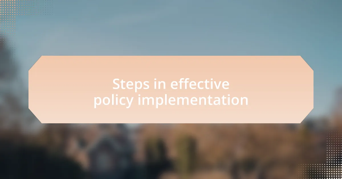 Steps in effective policy implementation